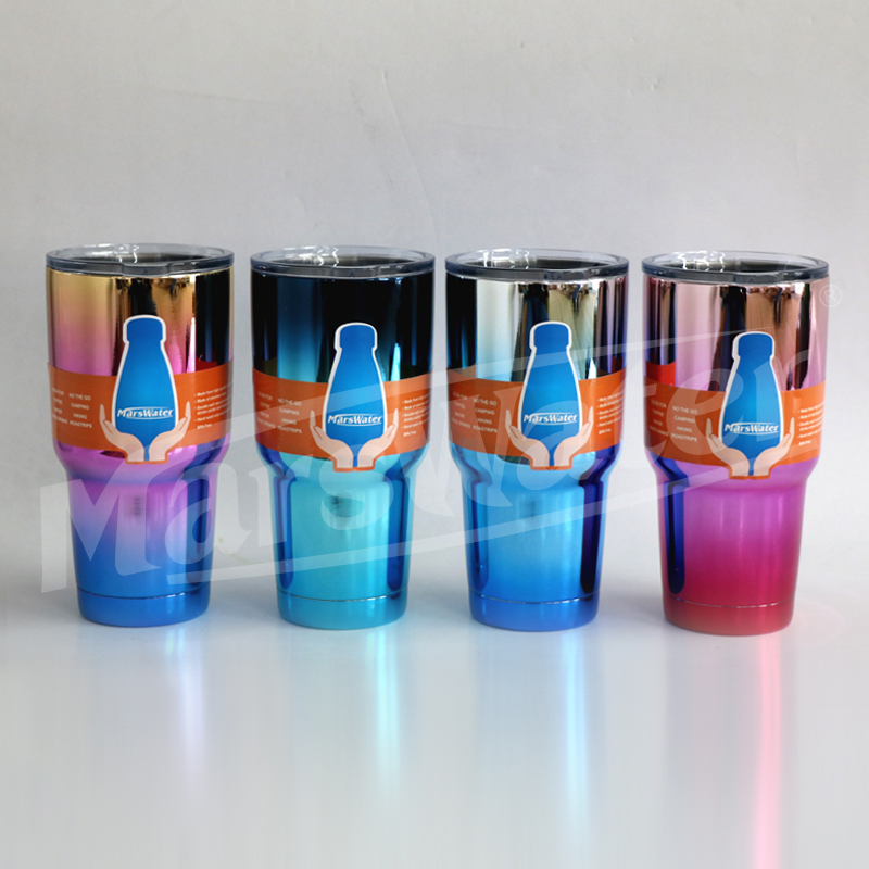 30oz./789ml D/W S.S vacuum mug w/3 colors UV coating